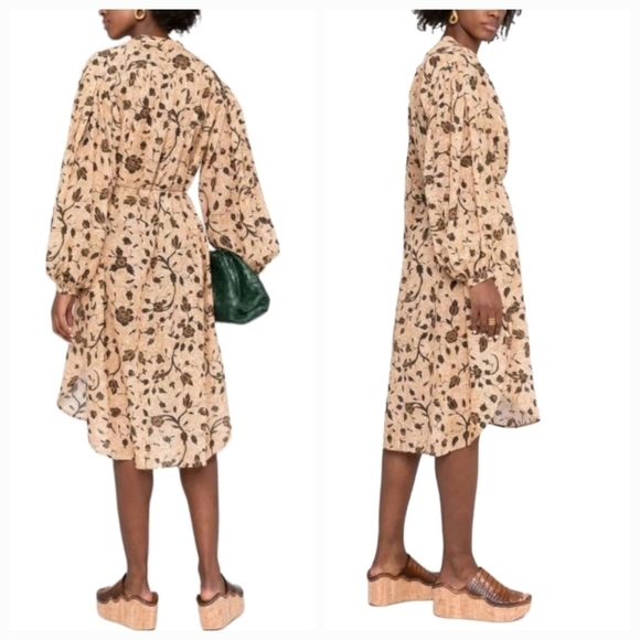 Ulla Johnson Agadir Sol Balloon Sleeve Belted Dress - Picture 2 of 10